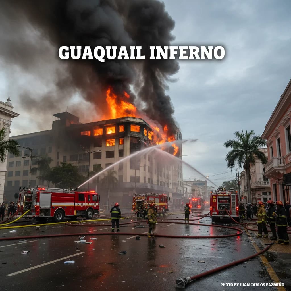 Guayaquil’s Multicomercio Building Partially Collapses After Massive Fire — 150 Firefighters Respond